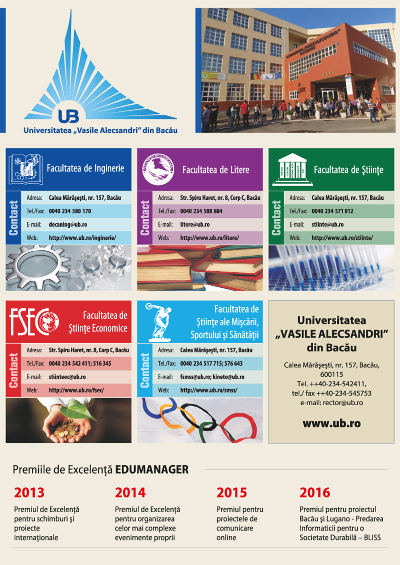 UNIVERSITATEA „VASILE ALECSANDRI” BACĂU – Universitatea aproape de tine!