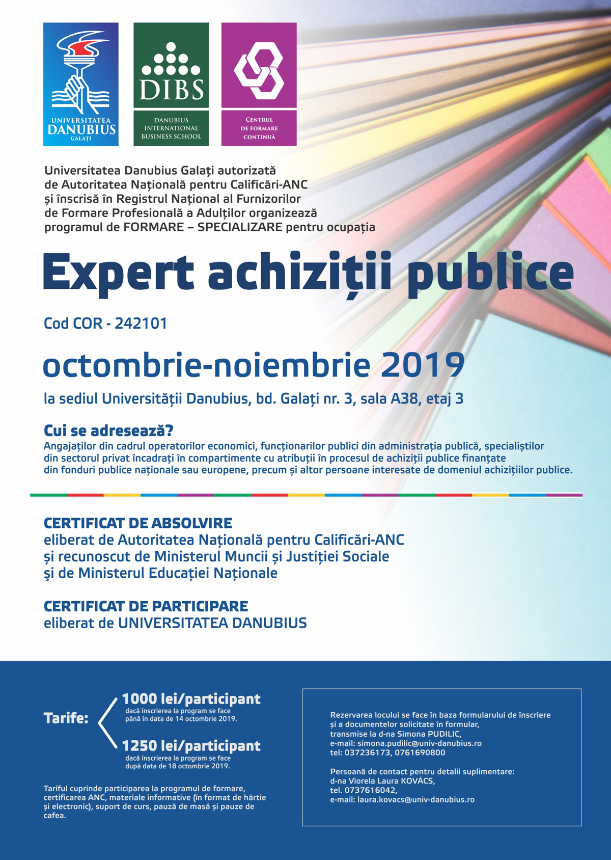 Program de formare-specializare pentru ocupația expert achiziții publice la Universitatea Danubius