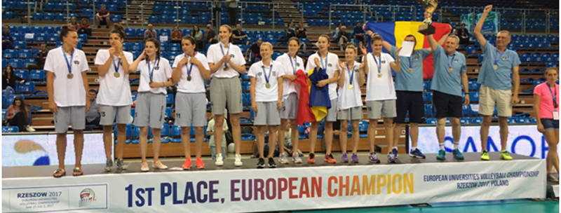Echipa de volei feminin a Universității „Vasile Alecsandri” din Bacău a păstrat și în anul 2017 titlul de Campioană Europeană Universitară de volei